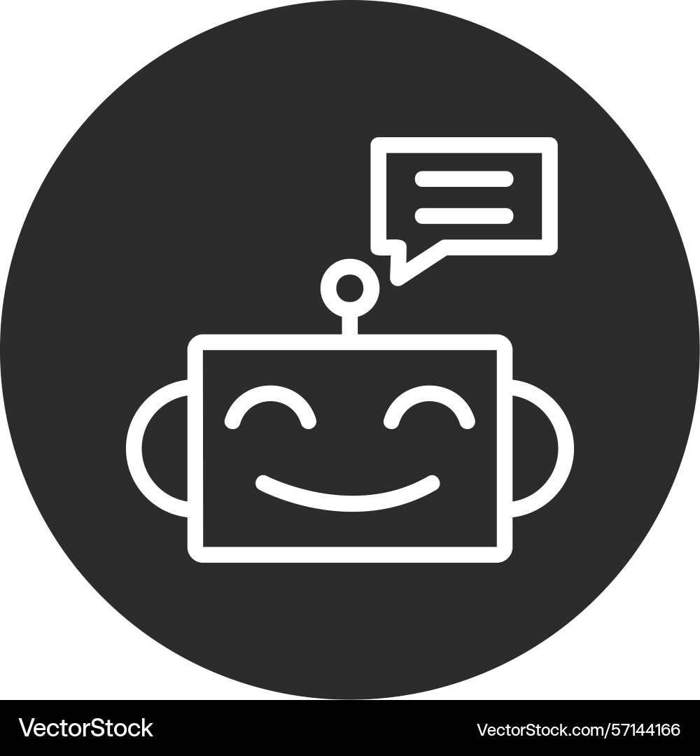 Chatbot inverted circle black Vector Image