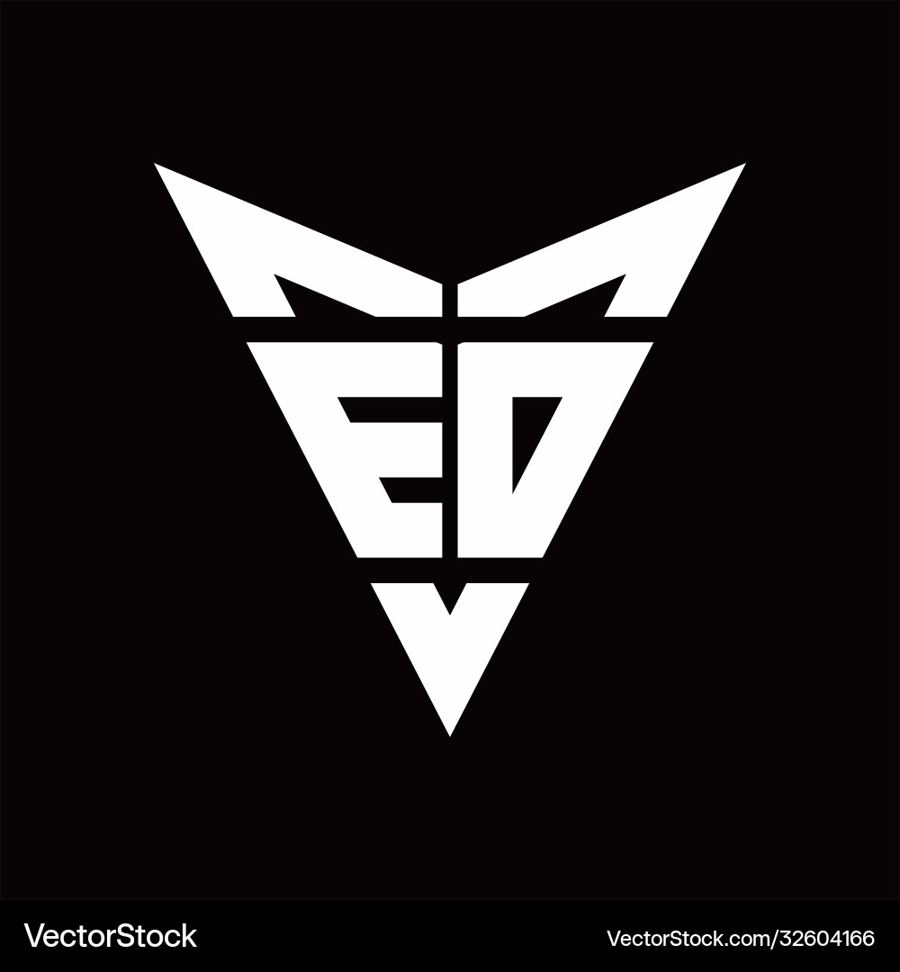 Ed logo monogram with back drop shape design vector image