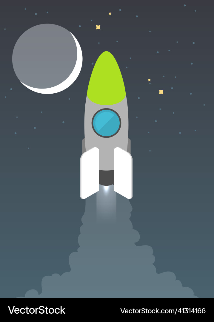 Flat of a spaceship launch isolated on space vector image