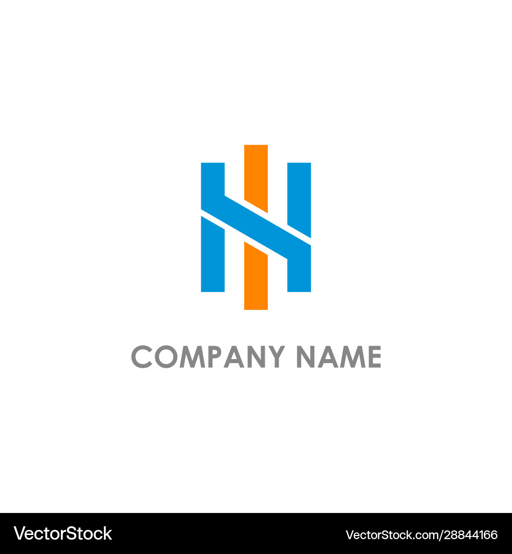 H initial shape line logo vector image