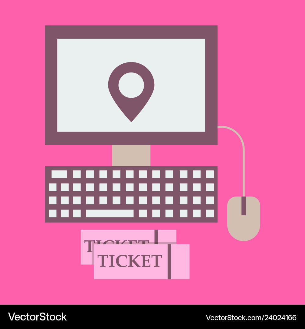 Hand pointing gps map incomputer with ticket Hand pointing gps map incomputer with ticket vector image