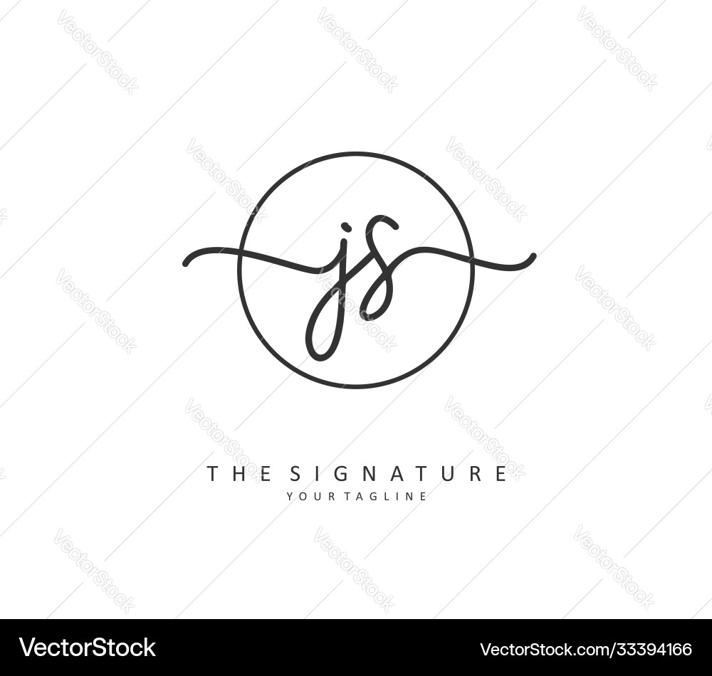 J s js initial letter handwriting and signature Vector Image