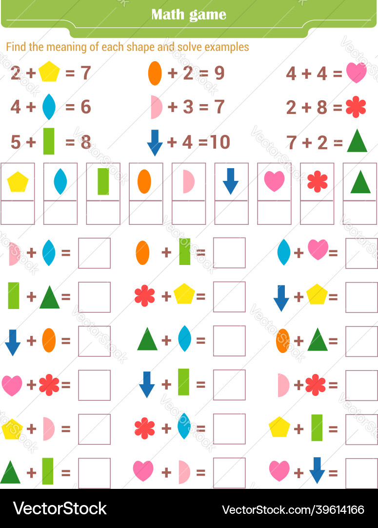 Kids Math Puzzle Game - Shape Recognition Vector Image