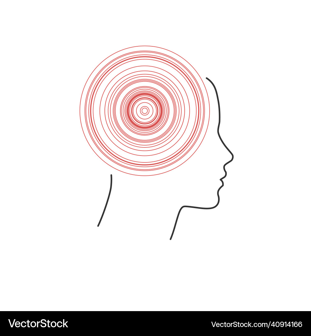 Linear head with circles brain problem solving Vector Image