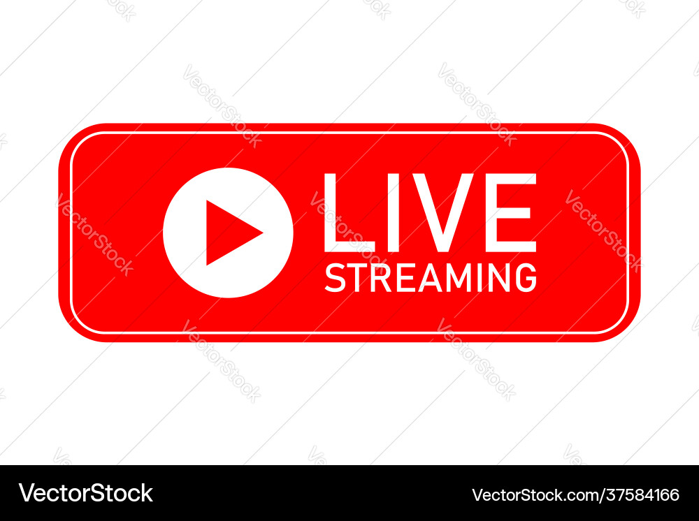 Live streaming icon red symbol and buttons Live streaming icon red symbol and buttons vector image