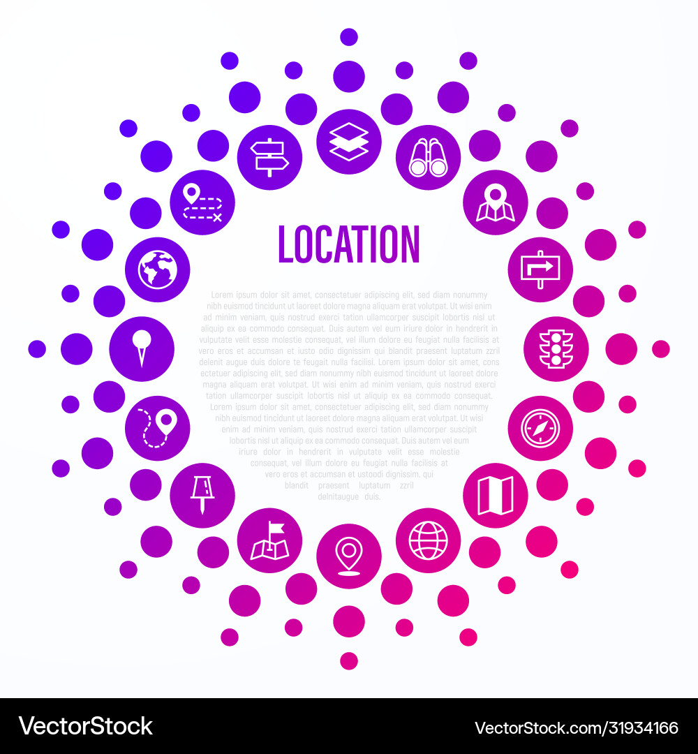 Location and navigation concept in circle shape Location and navigation concept in circle shape vector image