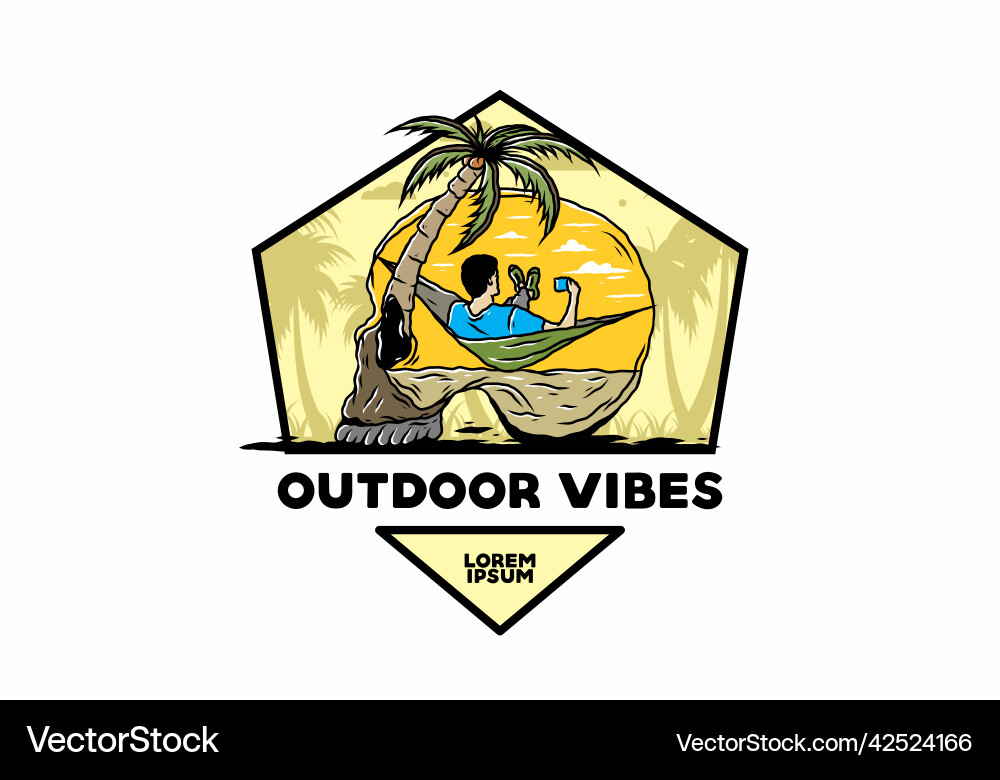 Man on hammock in skull shape Man on hammock in skull shape vector image