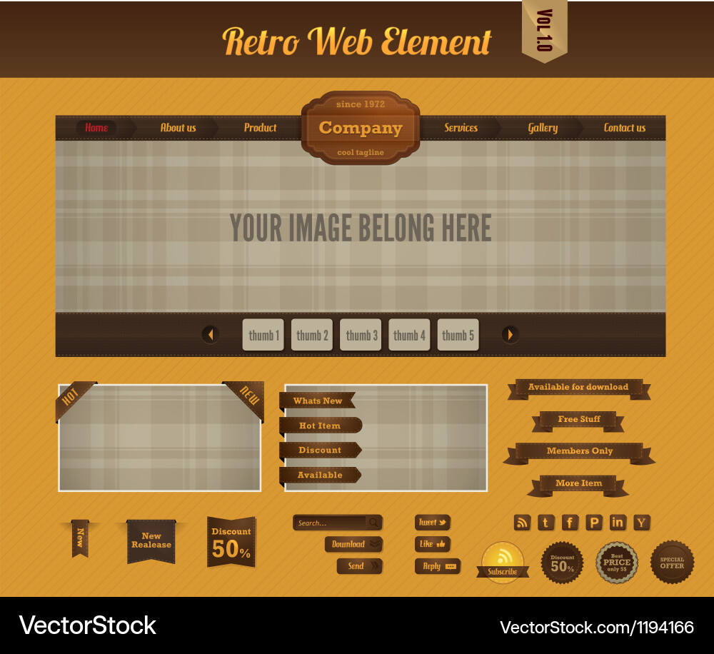 Retro Web Elements Collection vector image