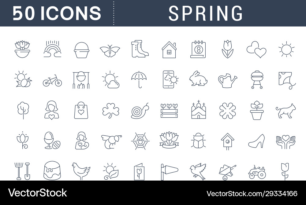 Set line icons spring vector image