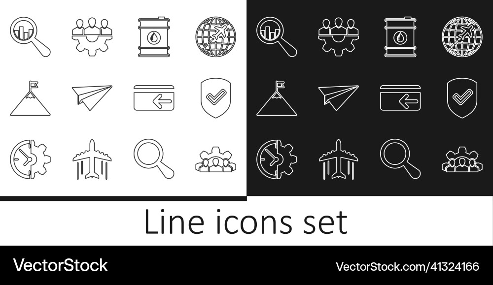 Set line project team base shield with check mark Set line project team base shield with check mark vector image