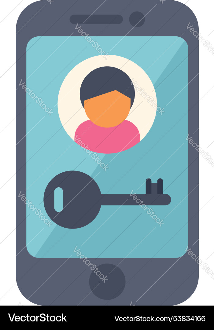 Smartphone showing user profile with key Smartphone showing user profile with key vector image
