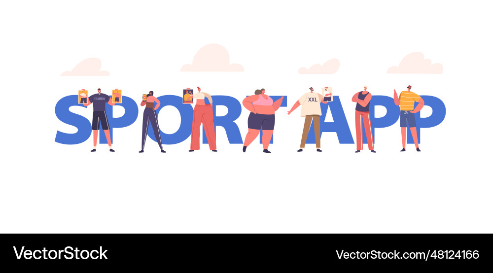 Sport app concept characters use a user-friendly Vector Image
