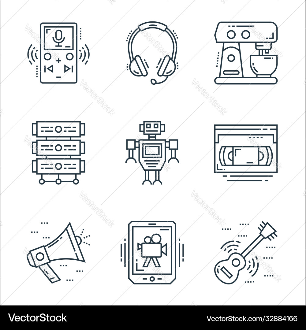Technology devices line icons linear set quality Technology devices line icons linear set quality vector image