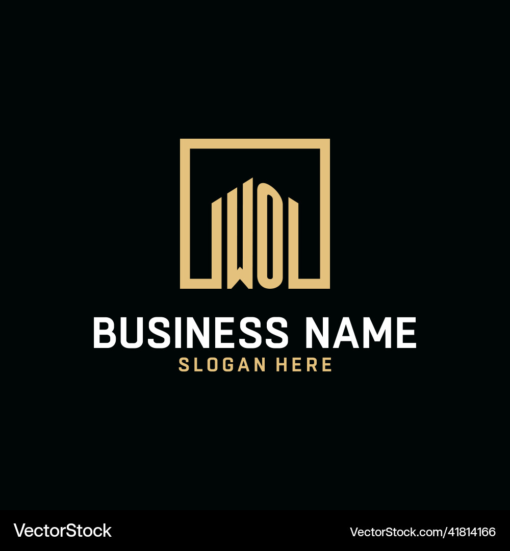 Wo initial monogram logo design with square shape Wo initial monogram logo design with square shape Vector Image