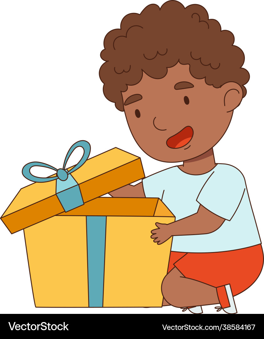 Afrikanische amerikanische Eröffnung Geschenkbox Freude Afrikanische amerikanische Eröffnung Geschenkbox Freude vektorbild