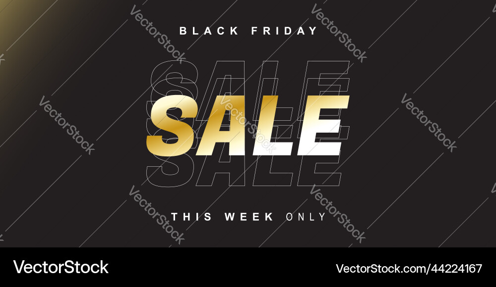 Black friday modern banner with gold and line text Black friday modern banner with gold and line text vector image