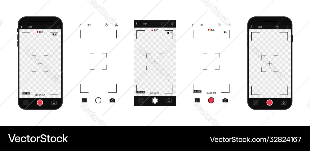 Camera interface in phone screen photo video ui vector image