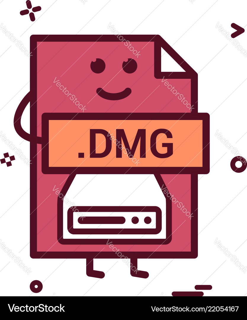 Computer dmg file format type icon design Vector Image