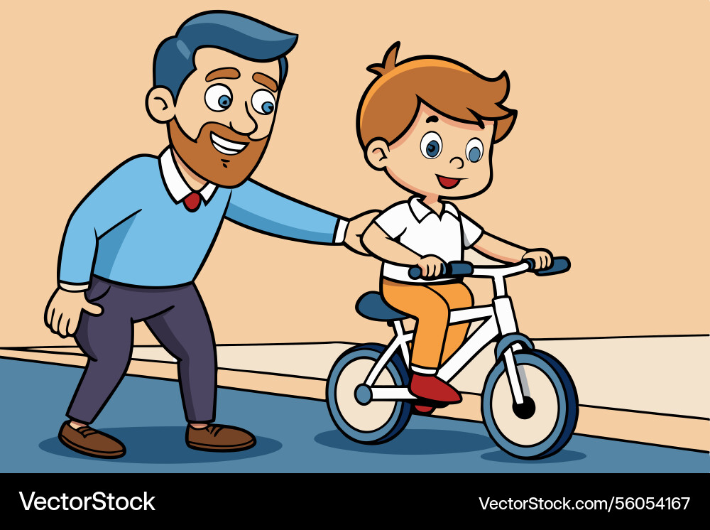 Dad and son enjoying quality time while learning Dad and son enjoying quality time while learning Vector Image