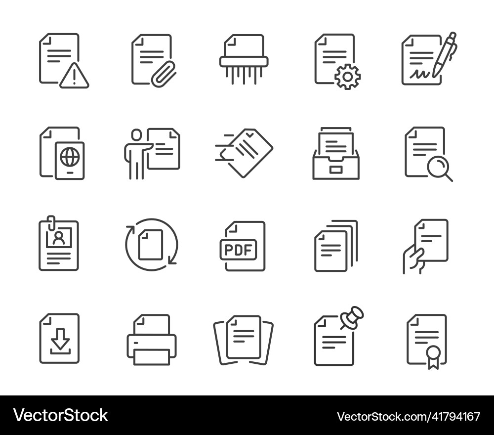 Dokumentensymbole Set Sammlung von einfachen linearen Dokumentensymbole Set Sammlung von einfachen linearen vektorbild