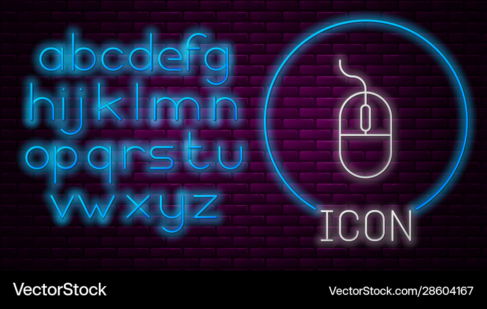 Glowing neon line computer mouse icon isolated Glowing neon line computer mouse icon isolated Vector Image