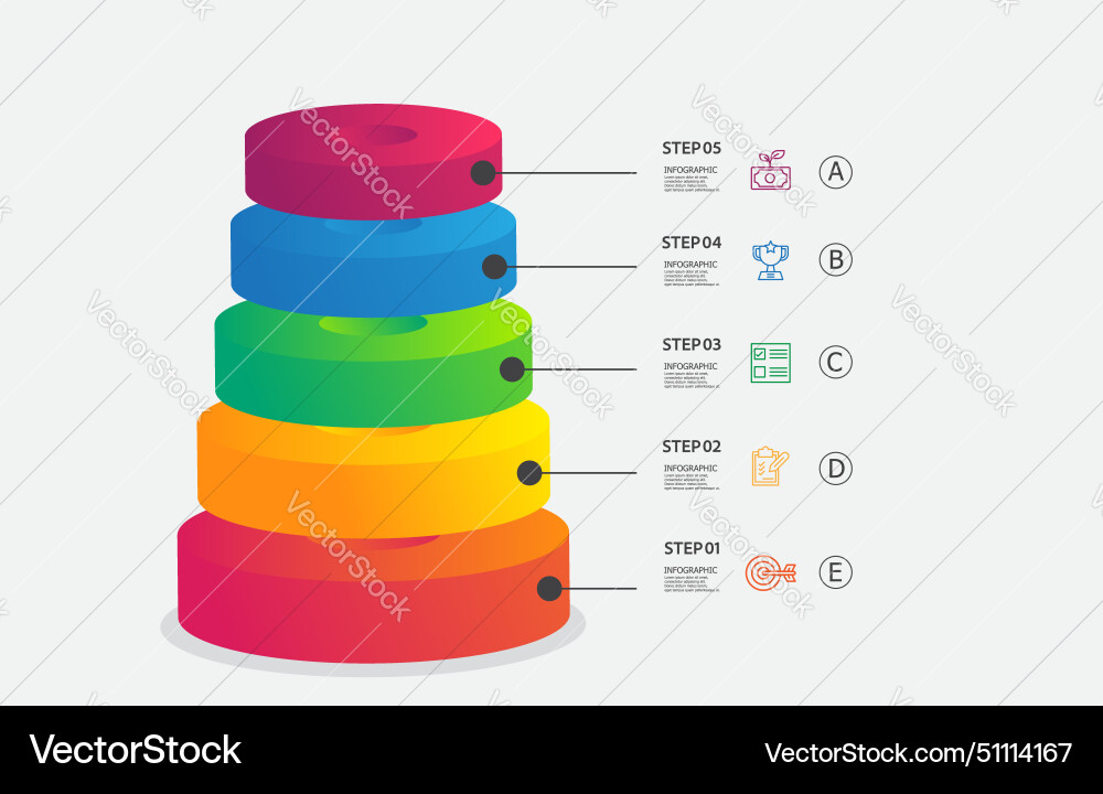 Infographic stacking circle steps timeline Infographic stacking circle steps timeline vector image