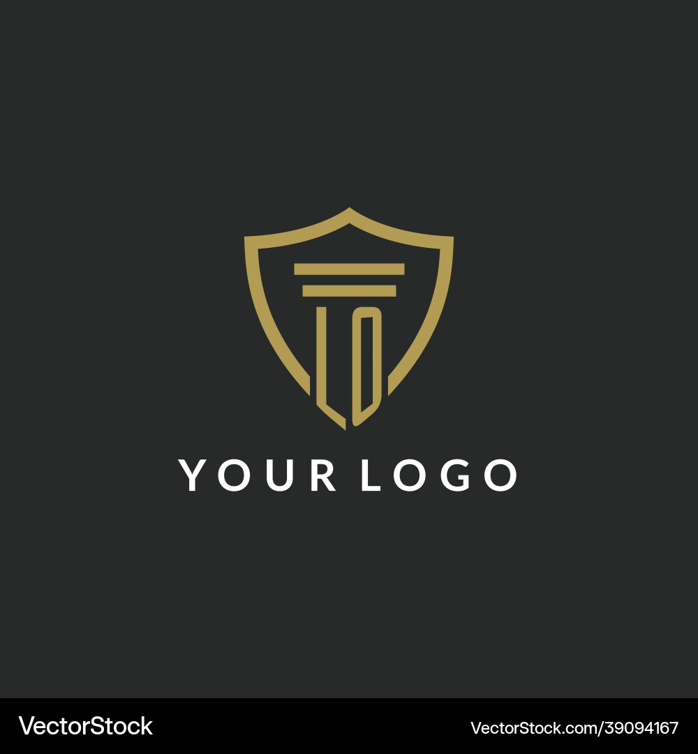 Lo Initial-Monogramm-Logo mit Pfeiler und Schild Lo Initial-Monogramm-Logo mit Pfeiler und Schild vektorbild