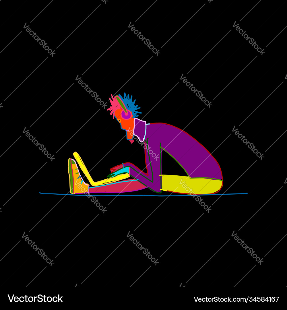 Programmer at work sketch for your design Vector Image