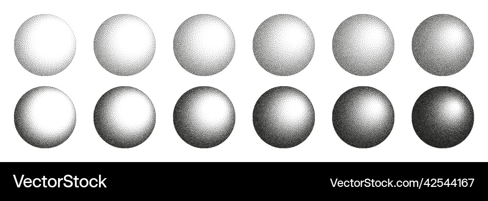 Round shaped dotted objects stipple elements Round shaped dotted objects stipple elements vector image