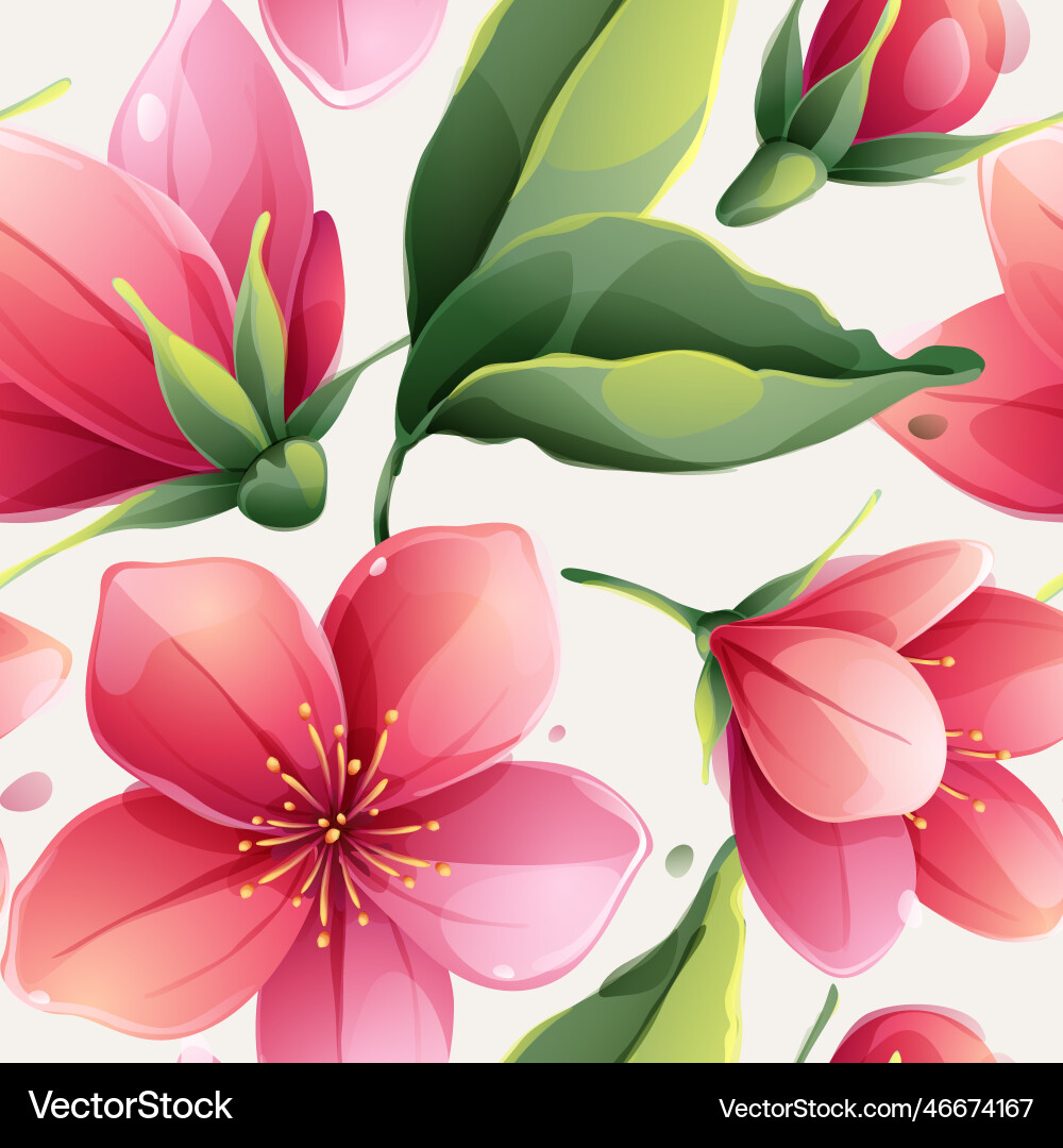 Sakura seamless pattern with blooming flowers Vector Image