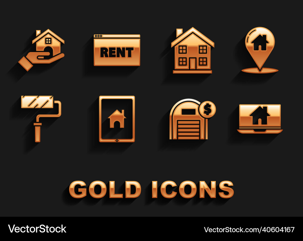 Set tablet and smart home map pointer with house Set tablet and smart home map pointer with house vector image