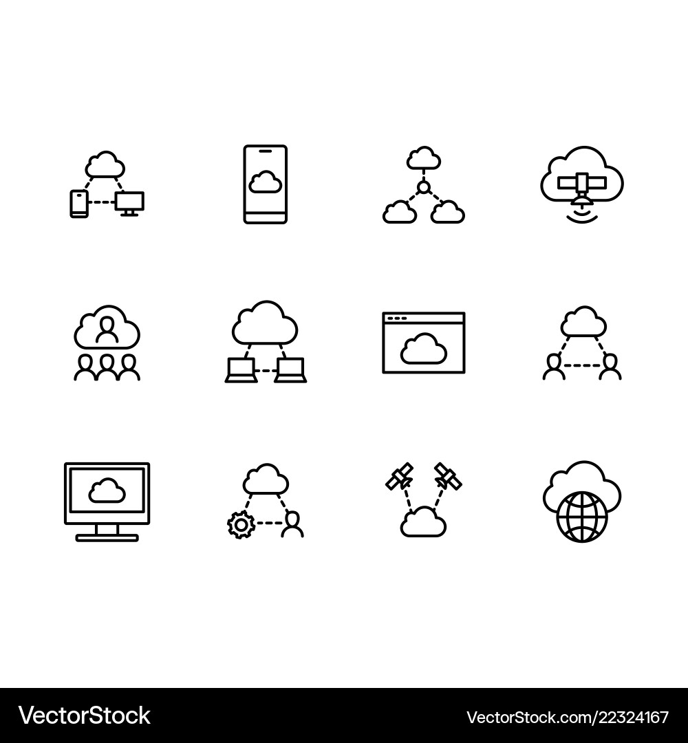 Simple set cloud storage line icon vector image