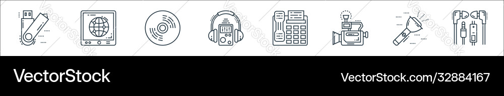 Technology devices line icons linear set quality Technology devices line icons linear set quality vector image