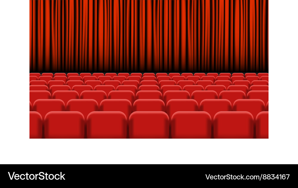 Theater auditorium with rows of red seats Vector Image