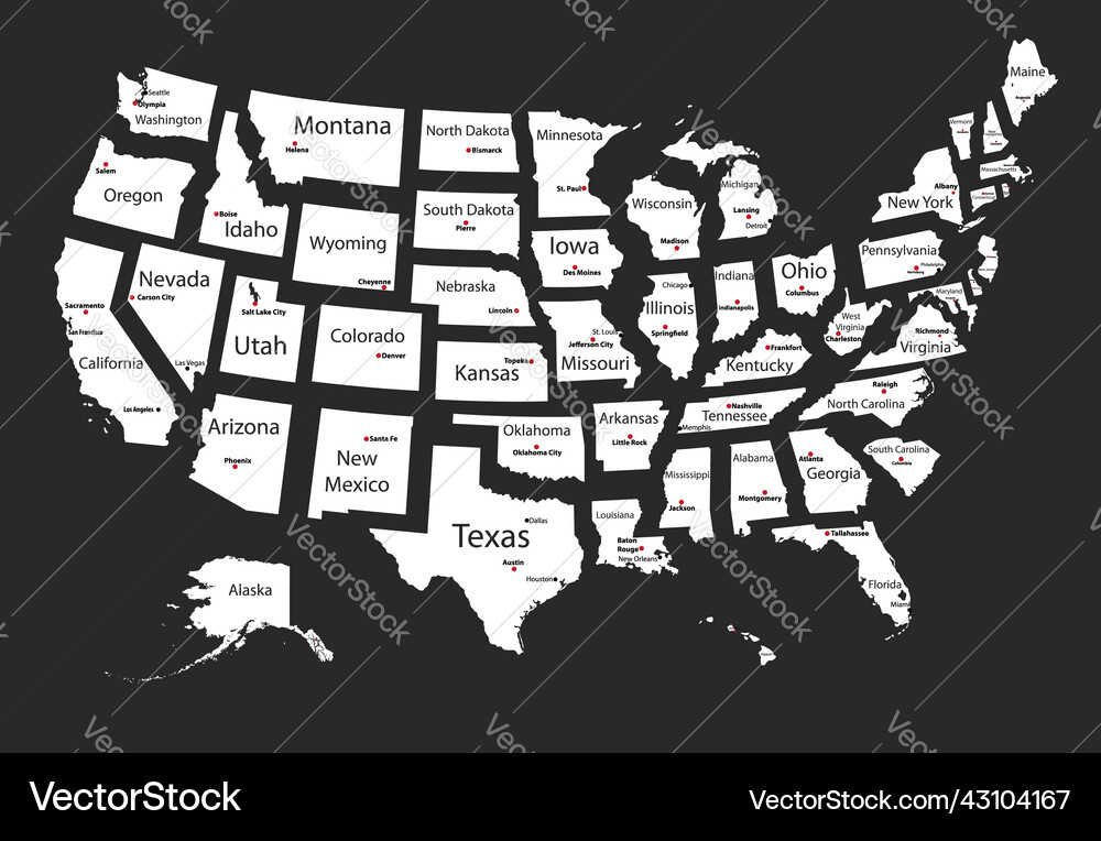 United states map with isolated Royalty Free Vector Image