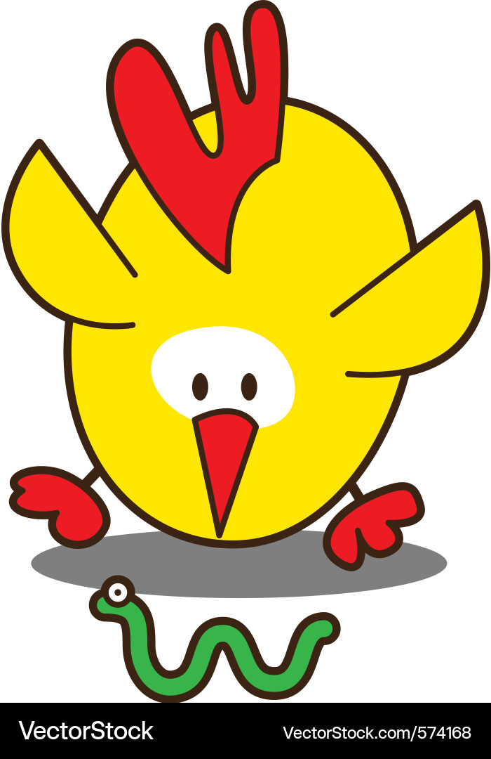 Adorable Chick with Worm Vector Image