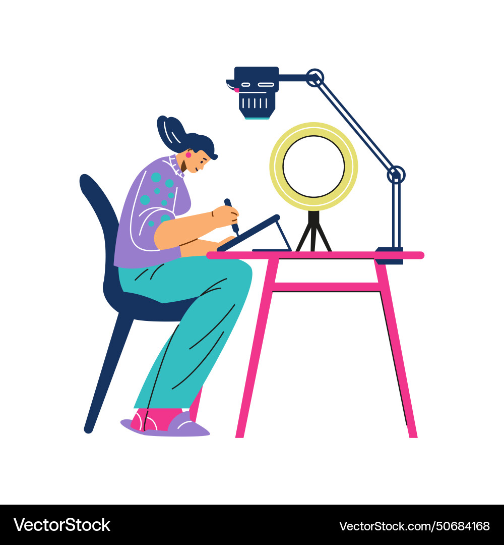 Animator at work with digital tools Animator at work with digital tools vector image