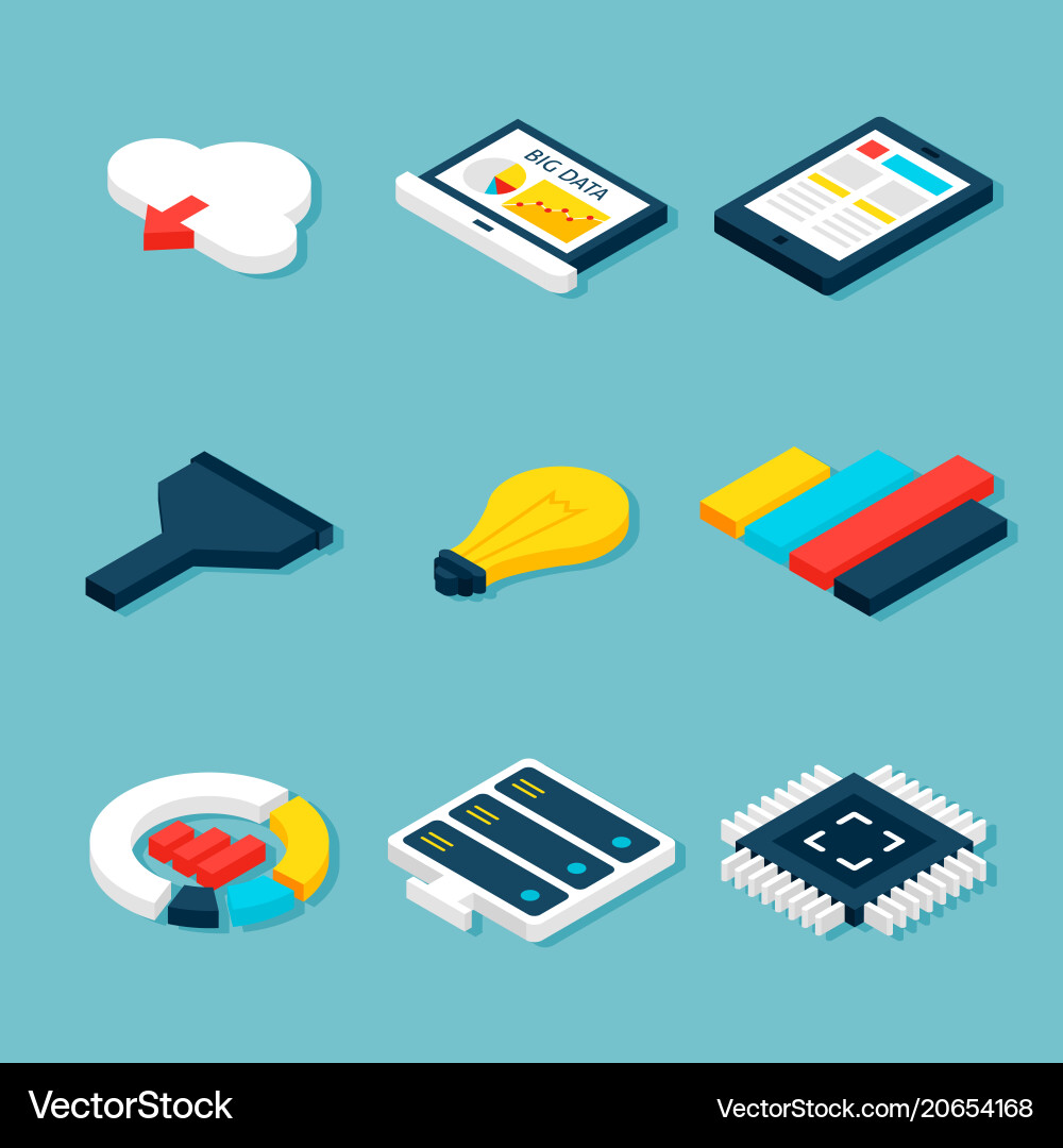 Big data business isometric objects Big data business isometric objects vector image