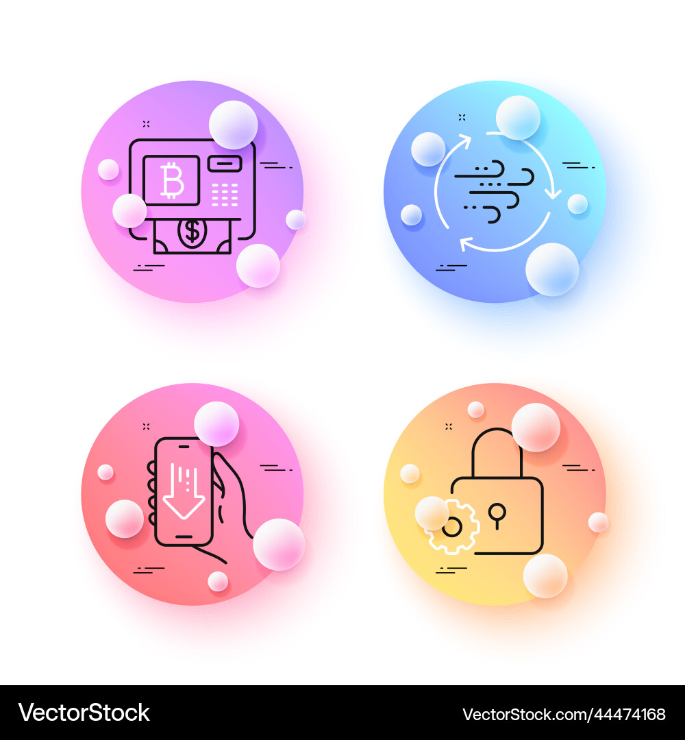 Bitcoin atm lock and download app minimal line Bitcoin atm lock and download app minimal line vector image