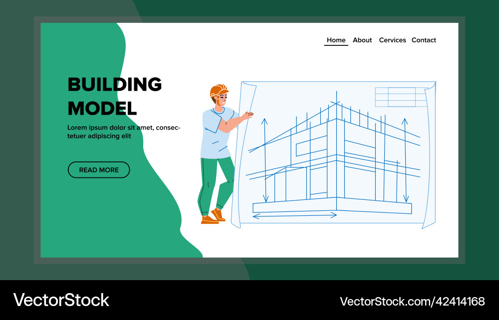 Building model developing engineer man vector image