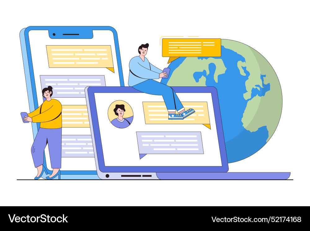 Communication via the internet social networking Communication via the internet social networking vector image