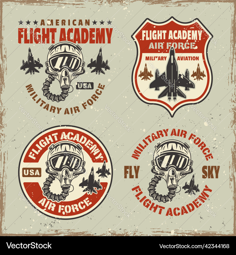 Flugakademie Satz von Embleme Abzeichen Flugakademie Satz von Embleme Abzeichen vektorbild