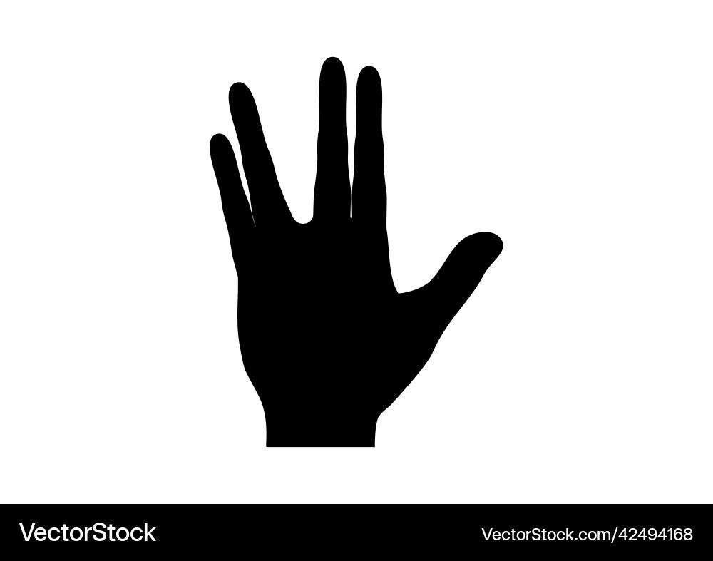 Hand spock salute silhouette icon Hand spock salute silhouette icon vector image