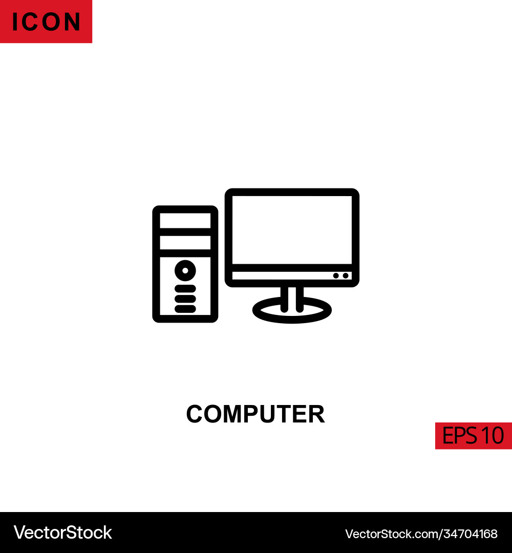 Icon computer outline line or linear symbol Icon computer outline line or linear symbol vector image