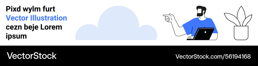 Man with laptop gesturing minimalistic cloud Man with laptop gesturing minimalistic cloud vector image