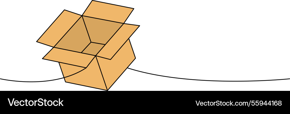 Open box one line colored continuous drawing Open box one line colored continuous drawing vector image