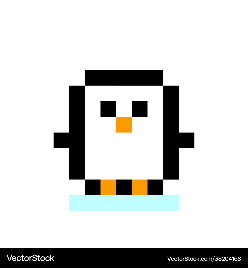 Penguin pixel image for 8 bit game assets vector image