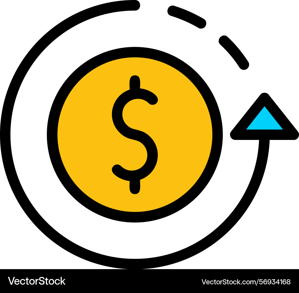 Return rate line filled style icon design vector image