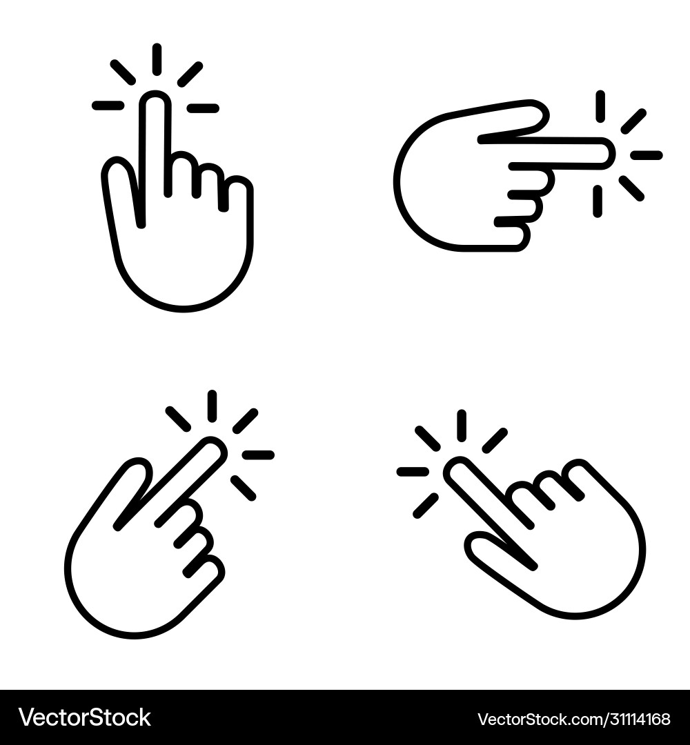 Set hands clicking on your button Set hands clicking on your button vector image