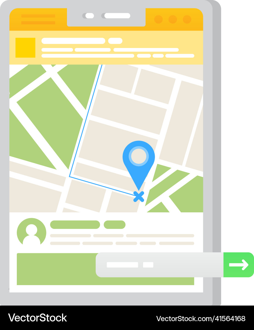 Track and share rout in mobile application vector image